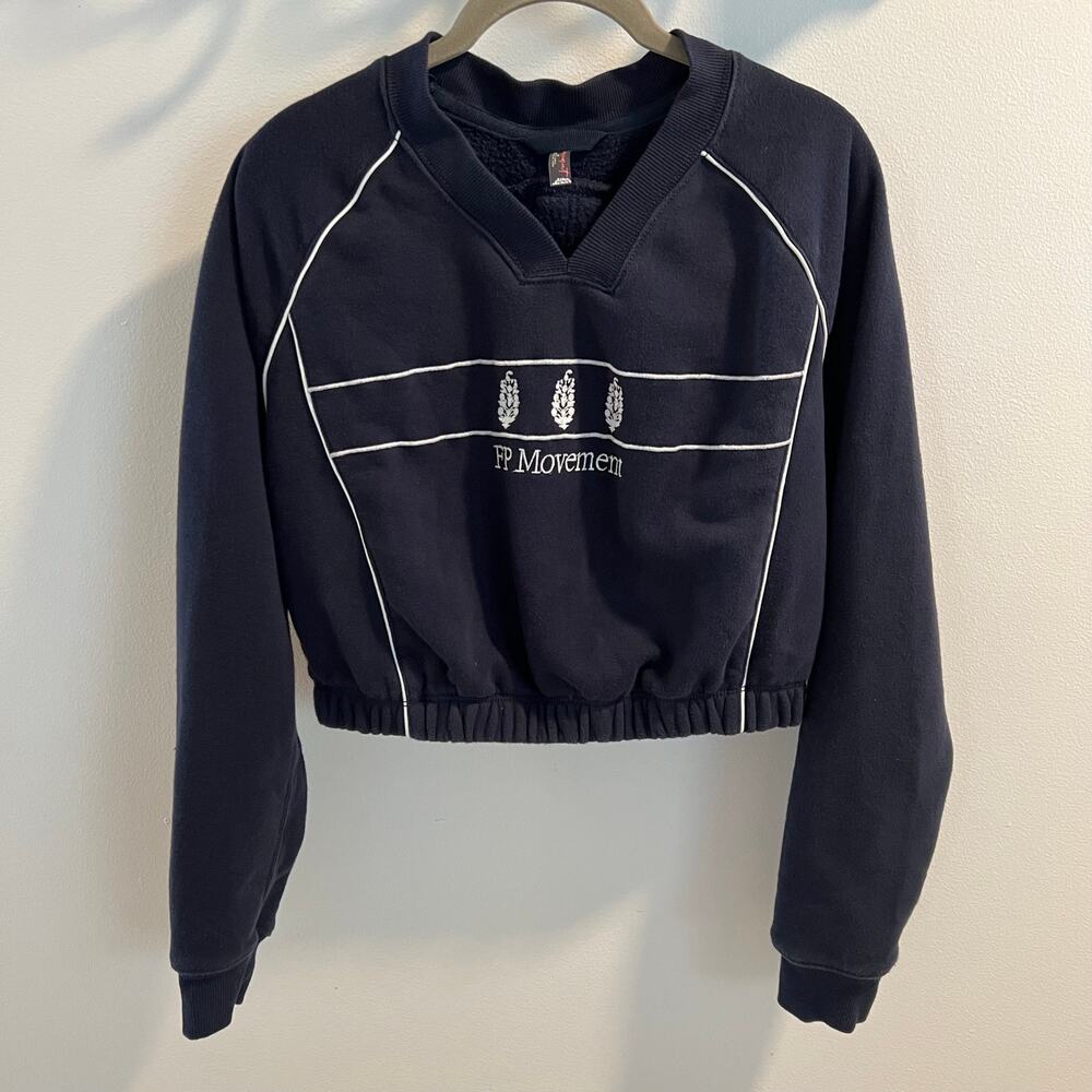 FP Movement Free People Seeing Double Navy Blue Sweatshirt Size XS